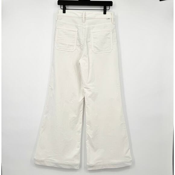 MOTHER The Patch Pocket Roller Skimp Corduroy Flare Jeans Sz 29 Chalk Ivory $248 - Picture 10 of 16
